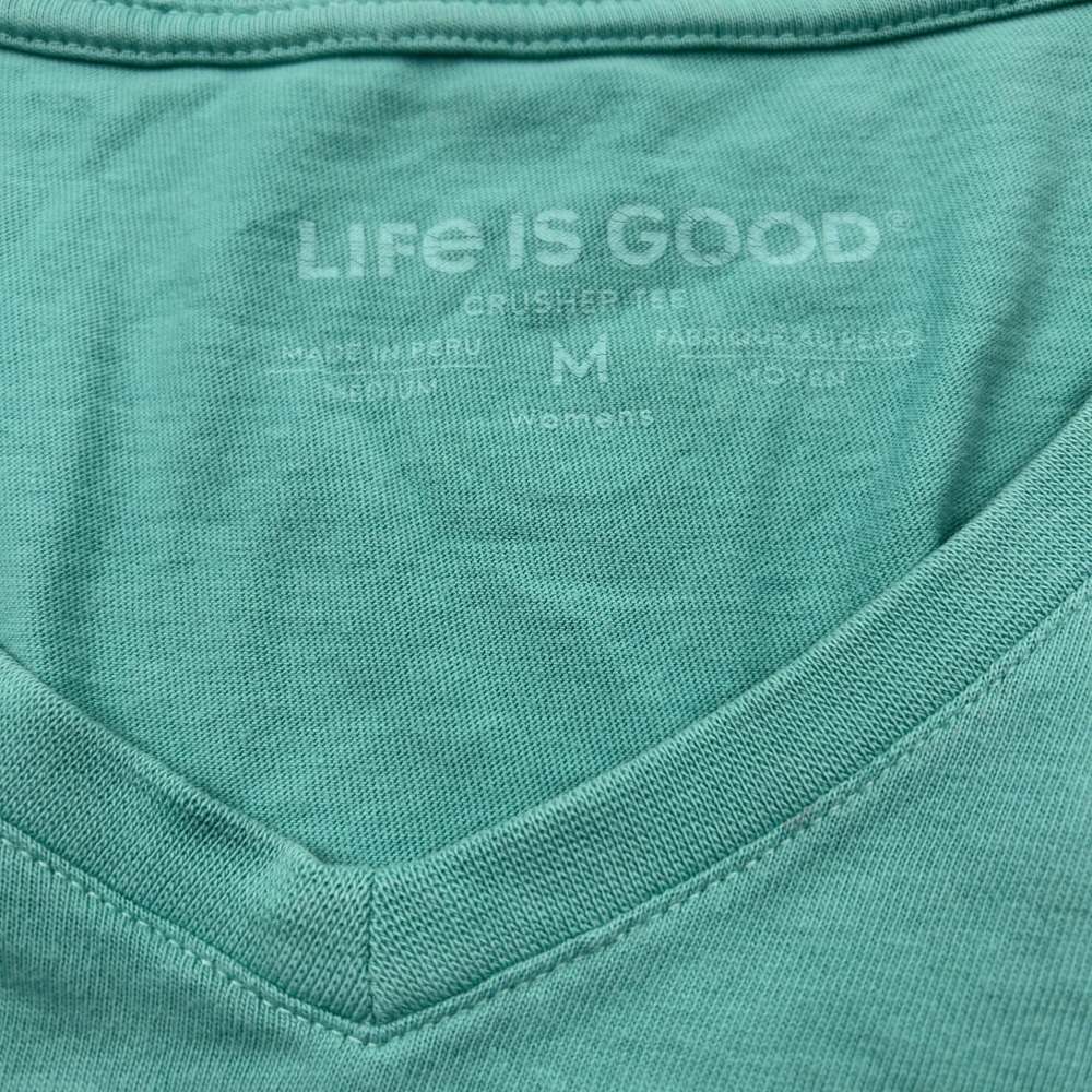 Life is Good Medium Green Good Dolphin Long Sleeve V-neck Tee Beach 100% Cotton - Picture 6 of 10